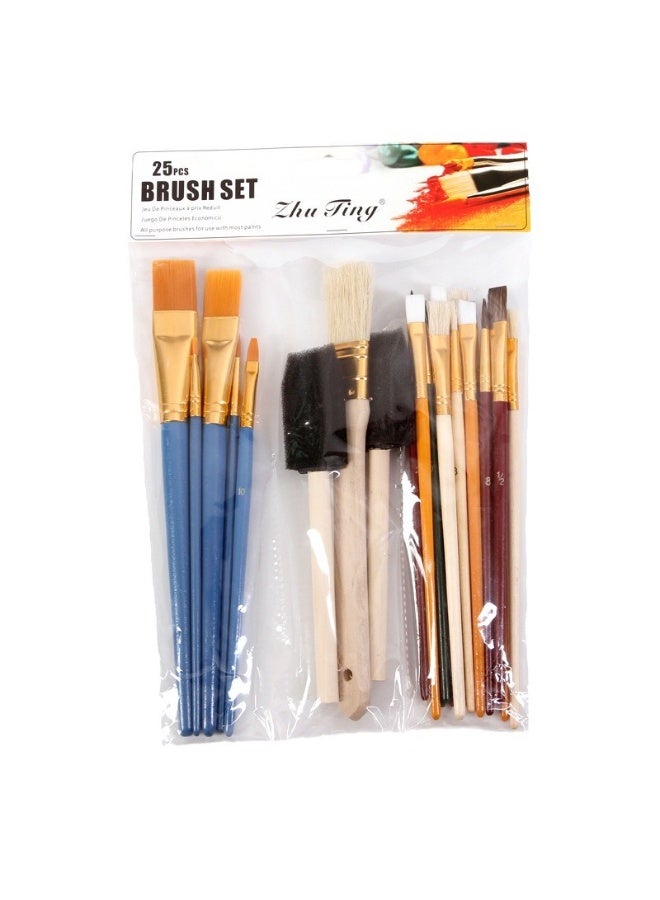 ZhuTing 25-Piece Professional and Beginner Paint Brush,Complete Painting Kit Foam Bristle and Detailing Brushes for Every Need Craft Enthusiasts - Image 5